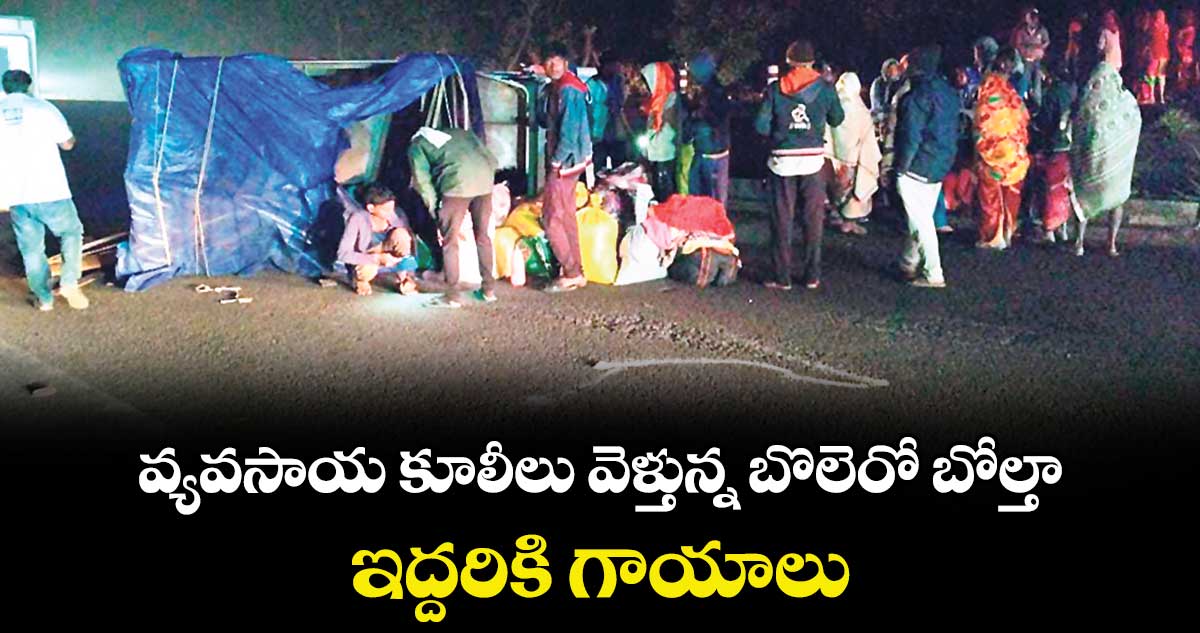 వ్యవసాయ కూలీలు వెళ్తున్న బొలెరో బోల్తా..ఇద్దరికి గాయాలు