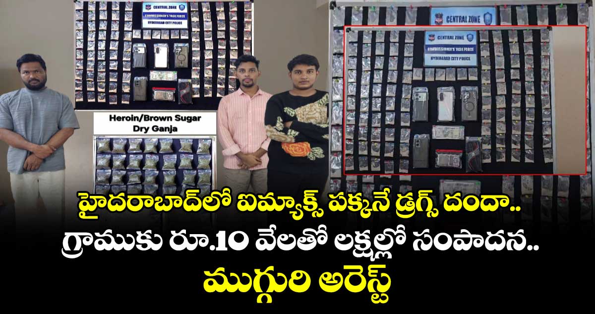 హైదరాబాద్⁭లో ఐమ్యాక్స్ పక్కనే డ్రగ్స్ దందా.. గ్రాముకు రూ.10 వేలతో లక్షల్లో సంపాదన.. ముగ్గురి అరెస్ట్