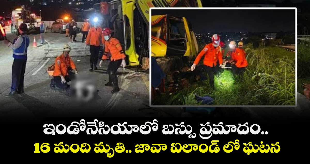ఇండోనేసియాలో  బస్సు ప్రమాదం..16 మంది మృతి.. జావా ఐలాండ్ లో ఘటన