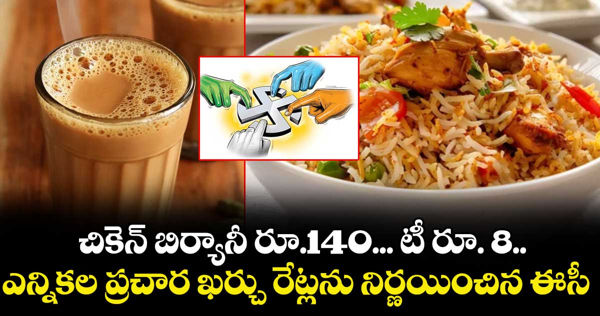  చికెన్ బిర్యానీ రూ.140... టీ రూ. 8..ఎన్నికల ప్రచార ఖర్చు రేట్లను నిర్ణయించిన ఈసీ
