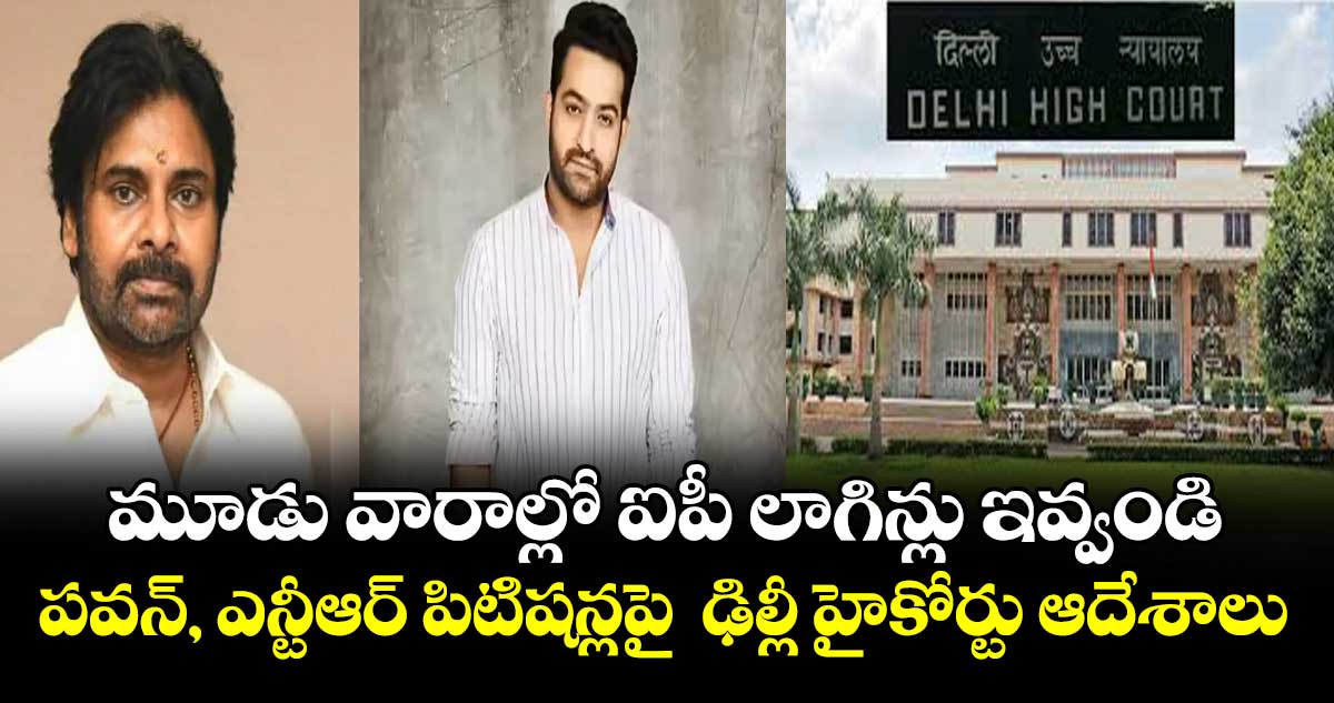 మూడు వారాల్లో ఐపీ లాగిన్లు ఇవ్వండి..పవన్, ఎన్టీఆర్ పిటిషన్లపై  ఢిల్లీ హైకోర్టు ఆదేశాలు