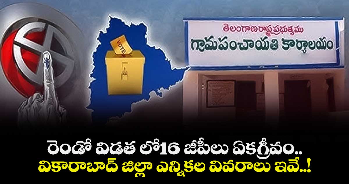రెండో విడత లో16 జీపీలు ఏకగ్రీవం.. వికారాబాద్ జిల్లా ఎన్నికల వివరాలు ఇవే..!