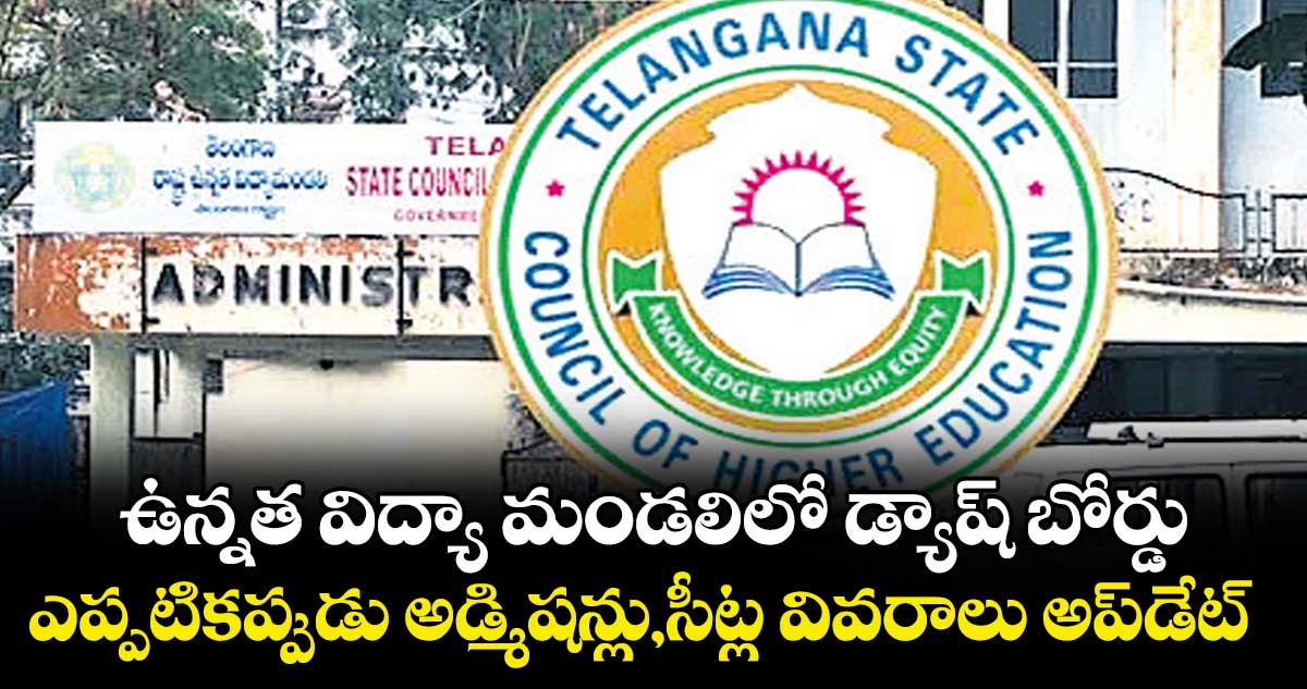 ఉన్నత విద్యా మండలిలో డ్యాష్ బోర్డు..ఎప్పటికప్పుడు అడ్మిషన్లు,సీట్ల వివరాలు అప్డేట్ 