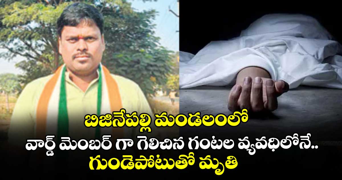 బిజినేపల్లి మండలంలో వార్డ్‌‌‌‌ మెంబర్‌‌‌‌ గా గెలిచిన గంటల వ్యవధిలోనే.. గుండెపోటుతో మృతి