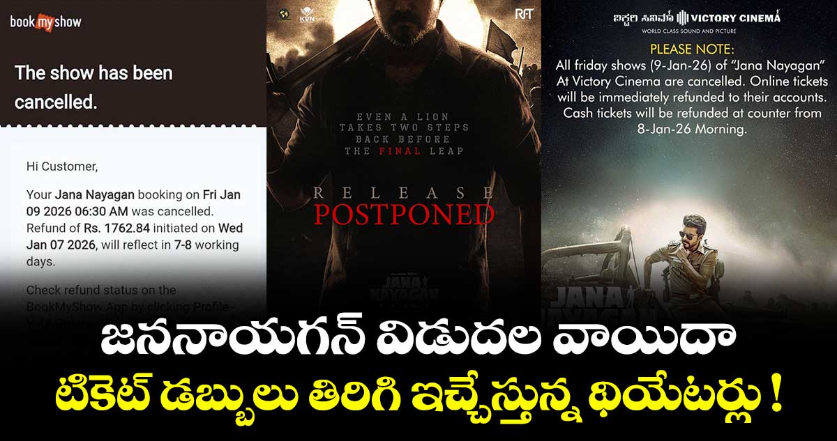జననాయగన్ విడుదల వాయిదా.. టికెట్ డబ్బులు తిరిగి ఇచ్చేస్తున్న థియేటర్లు !