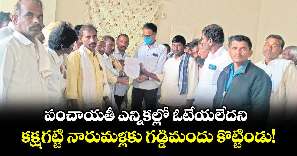 పంచాయతీ ఎన్నికల్లో ఓటేయలేదని కక్షగట్టి నారుమళ్లకు గడ్డిమందు కొట్టిండు!