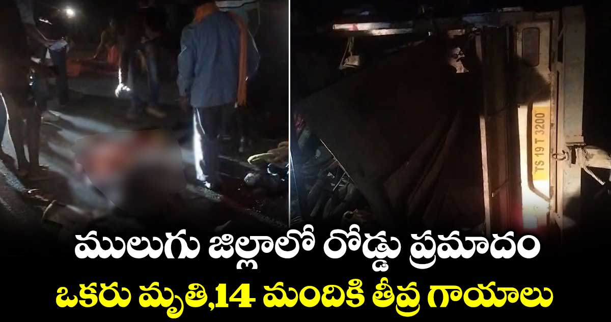 ములుగు జిల్లాలో రోడ్డు ప్రమాదం.. ఒకరు మృతి, 14 మందికి తీవ్ర గాయాలు