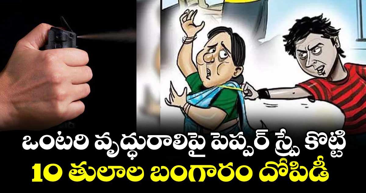 ఒంటరి వృద్ధురాలిపై పెప్పర్ స్ప్రే కొట్టి.. 10 తులాల బంగారం దోపిడీ