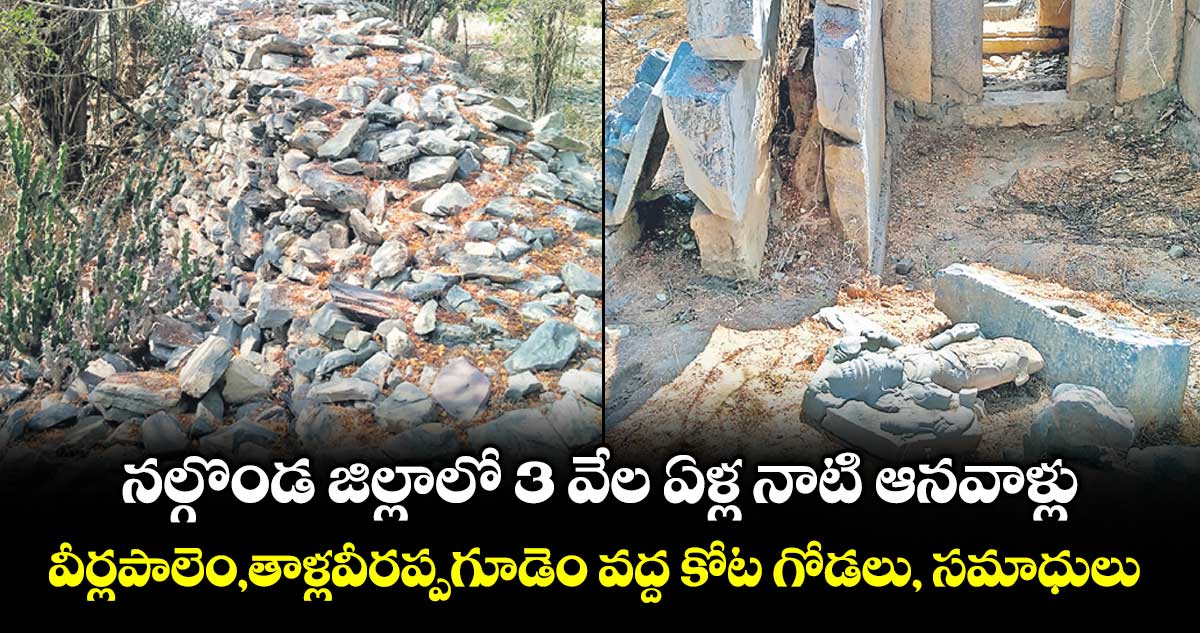 నల్గొండ జిల్లాలో 3 వేల ఏళ్ల నాటి ఆనవాళ్లు..వీర్లపాలెం, తాళ్లవీరప్పగూడెం వద్ద కోట గోడలు, సమాధులు