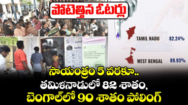 పోటెత్తిన ఓటర్లు.. సాయంత్రం 5 వరకూ తమిళనాడులో 82 శాతం, బెంగాల్⁫లో 90 శాతం పోలింగ్