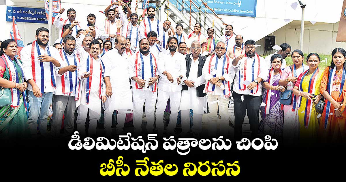 డీలిమిటేషన్ పత్రాలను చింపి బీసీ నేతల నిరసన : బీసీ సంఘాలు