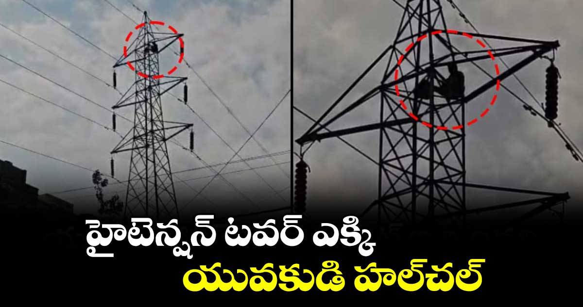 హైటెన్షన్ టవర్ ఎక్కి యువకుడి హల్చల్