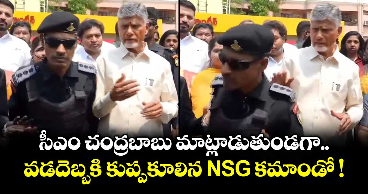 సీఎం చంద్రబాబు మాట్లాడుతుండగా.. వడదెబ్బకి కుప్పకూలిన NSG కమాండో !
