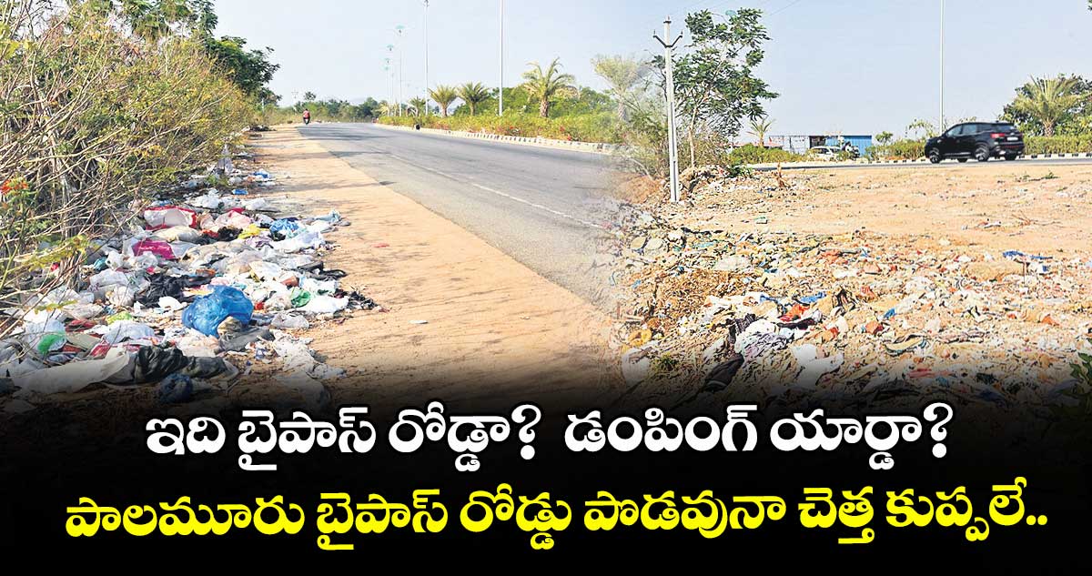 ఇది బైపాస్ రోడ్డా?  డంపింగ్ యార్డా?...పాలమూరు బైపాస్ రోడ్డు పొడవునా చెత్త కుప్పలే..