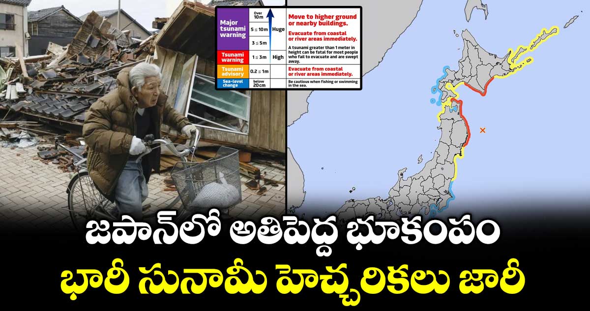 జపాన్‌లో అతిపెద్ద భూకంపం.. భారీ సునామీ హెచ్చరికలు జారీ 