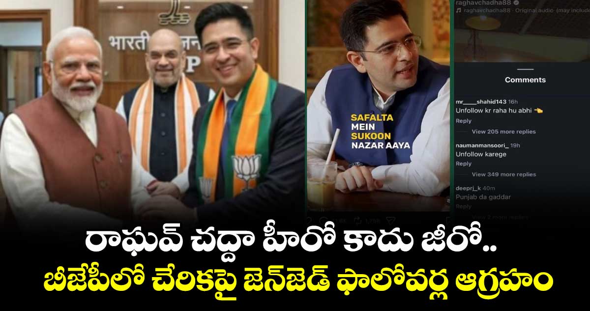 రాఘవ్ చద్దా హీరో కాదు జీరో.. బీజేపీలో చేరికపై జెన్‌జెడ్ ఫాలోవర్ల ఆగ్రహం..