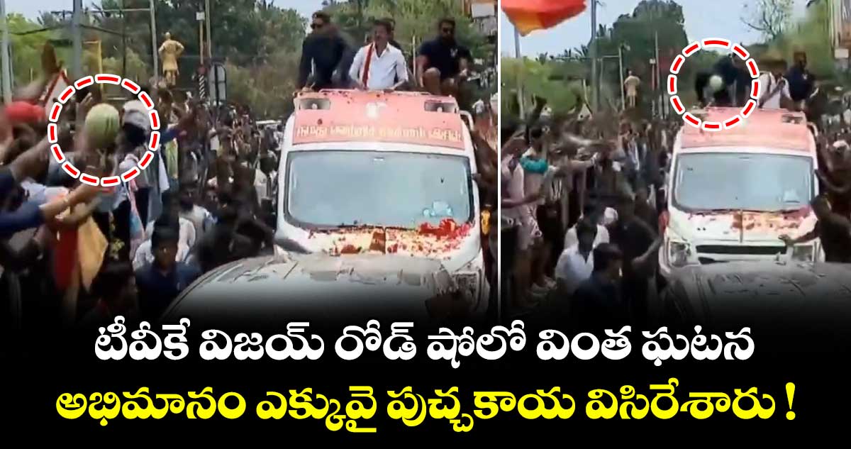 టీవీకే విజయ్ రోడ్ షోలో వింత ఘటన.. అభిమానం ఎక్కువై పుచ్చకాయ విసిరేశారు !