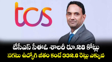 టీసీఎస్ సీఈఓ శాలరీ రూ.28 కోట్లు.. సగటు ఉద్యోగి జీతం కంటే 332.8 రెట్లు ఎక్కువ