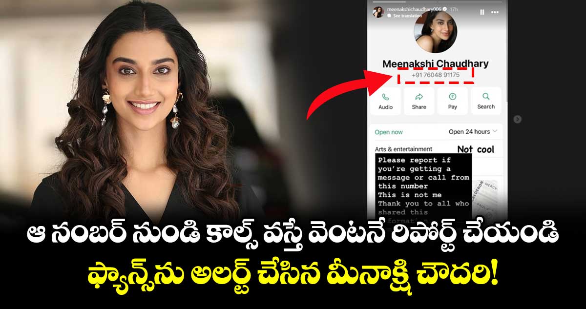ఆ నంబర్ నుండి కాల్స్ వస్తే వెంటనే రిపోర్ట్ చేయండి.. ఫ్యాన్స్‌ను అలర్ట్ చేసిన మీనాక్షి చౌదరి!