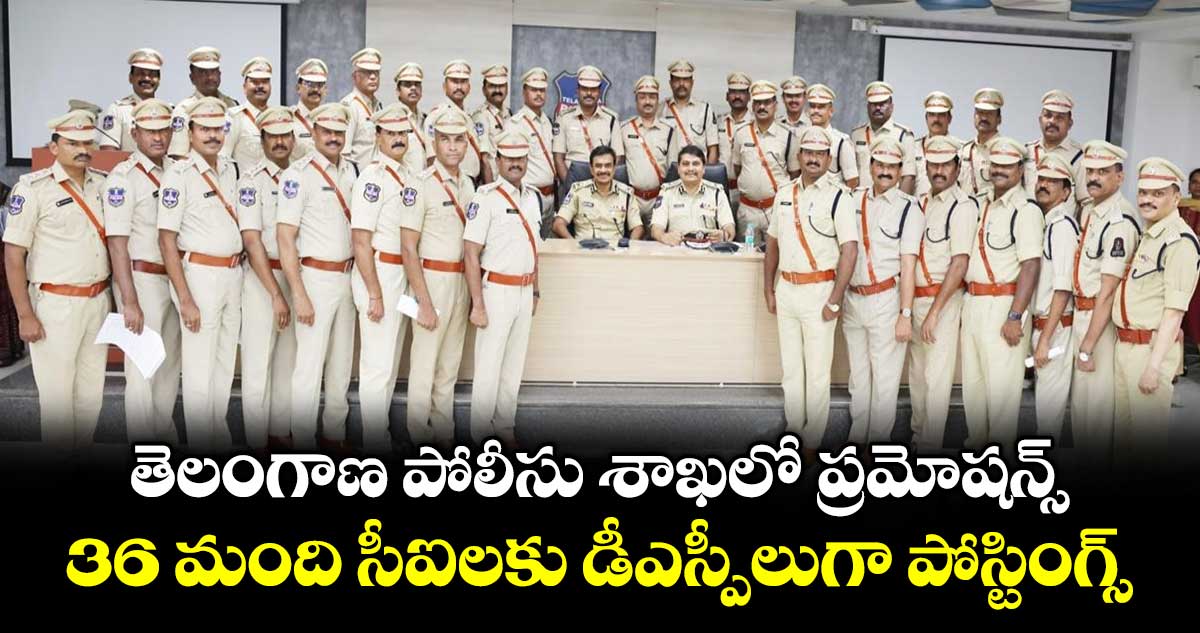 తెలంగాణ పోలీసు శాఖలో ప్రమోషన్స్.. 36 మంది సీఐలకు డీఎస్పీలుగా పోస్టింగ్స్
