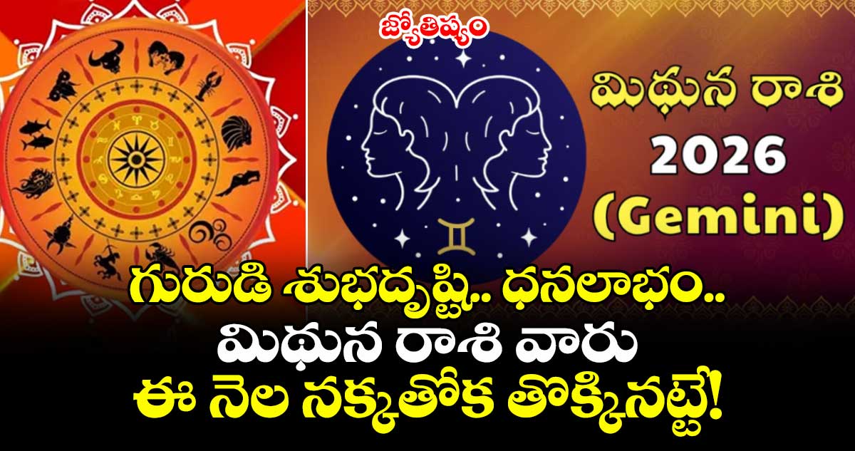 జ్యోతిష్యం:  గురుడి శుభదృష్టి.. ధనలాభం..మిథున రాశి వారు ఈ నెల నక్కతోక తొక్కినట్టే!