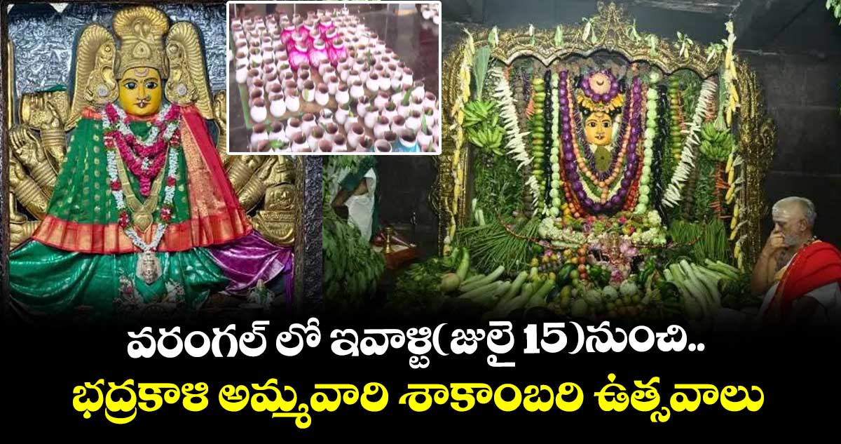 వరంగల్ లో ఇవాళ్టి(జులై 15)నుంచి..భద్రకాళి అమ్మవారి శాకాంబరి ఉత్సవాలు