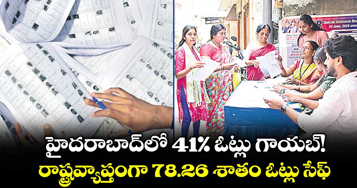 హైదరాబాద్లో  41% ఓట్లు గాయబ్! రాష్ట్రవ్యాప్తంగా 78.26 శాతం ఓట్లు సేఫ్