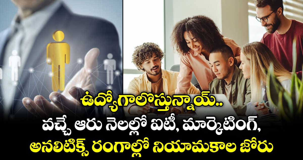 ఉద్యోగాలొస్తున్నాయ్.. వచ్చే ఆరు నెలల్లో ఐటీ, మార్కెటింగ్, అనలిటిక్స్ రంగాల్లో నియామకాల జోరు