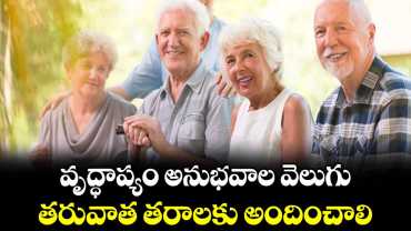 వృద్ధాప్యం అనుభవాల వెలుగు..తరువాత తరాలకు అందించాలి