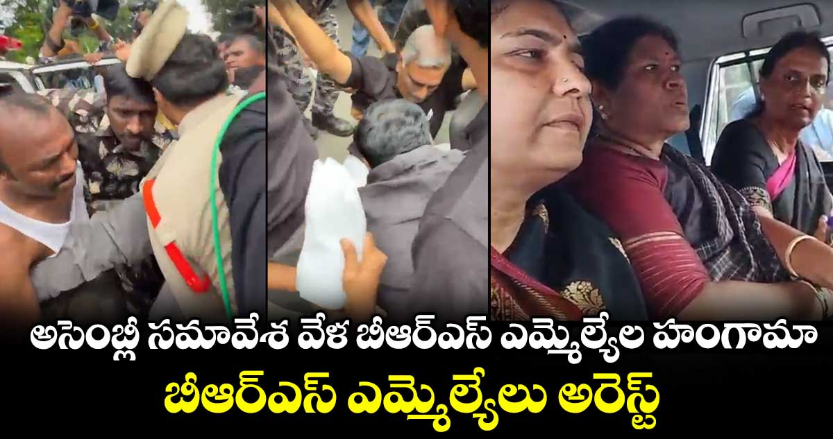 అసెంబ్లీ సమావేశ వేళ బీఆర్ఎస్ ఎమ్మెల్యేల హంగామా.. బీఆర్ఎస్ ఎమ్మెల్యేలు అరెస్ట్