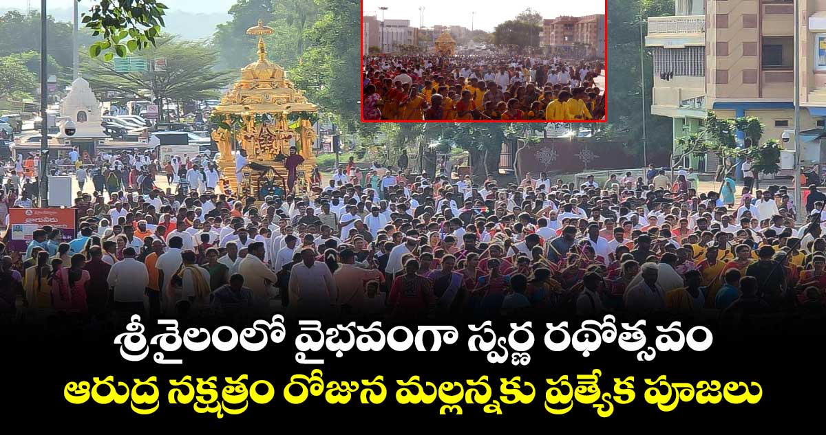 శ్రీశైలంలో వైభవంగా స్వర్ణ రథోత్సవం... ఆరుద్ర నక్షత్రం రోజున మల్లన్నకు ప్రత్యేక పూజలు