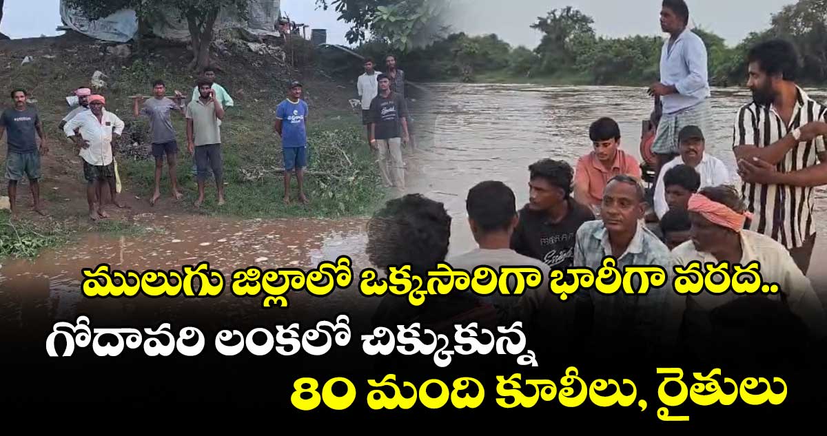 ములుగు జిల్లాలో ఒక్కసారిగా భారీగా వరద.. గోదావరి లంకలో చిక్కుకున్న 80 మంది కూలీలు, రైతులు