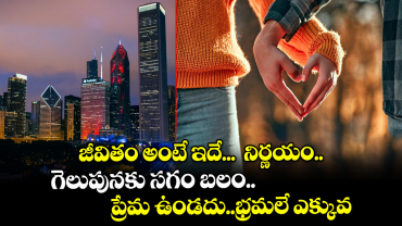  జీవితం అంటే ఇదే...  నిర్ణయం.. గెలుపునకు సగం బలం..  ప్రేమ ఉండదు..భ్రమలే ఎక్కువ