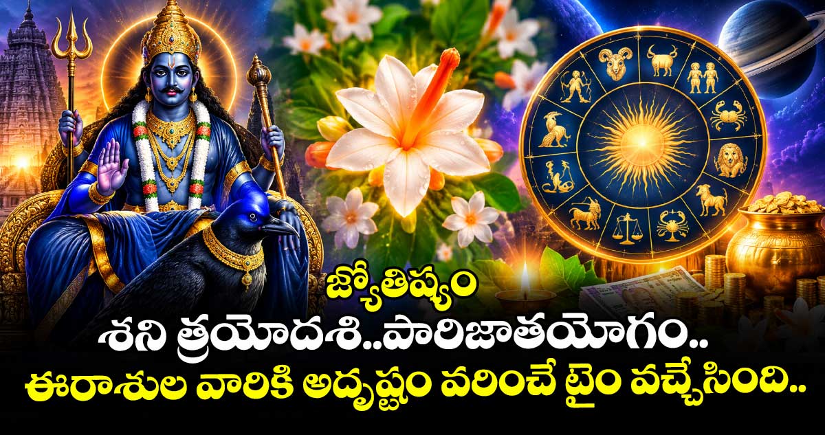 జ్యోతిష్యం:శని త్రయోదశి..పారిజాతయోగం.. ఈరాశుల వారికి అదృష్టం వరించే టైం వచ్చేసింది..